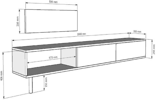 Έπιπλο Τηλεόρασης Χρυσό Μ180xΠ30xΥ41cm