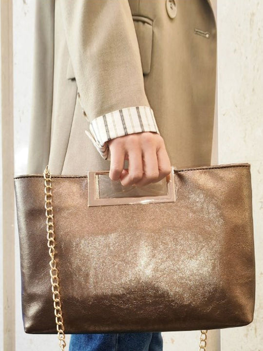 Handtasche Handtasche Goldene Griffe Bronze Größe One Size Bronze