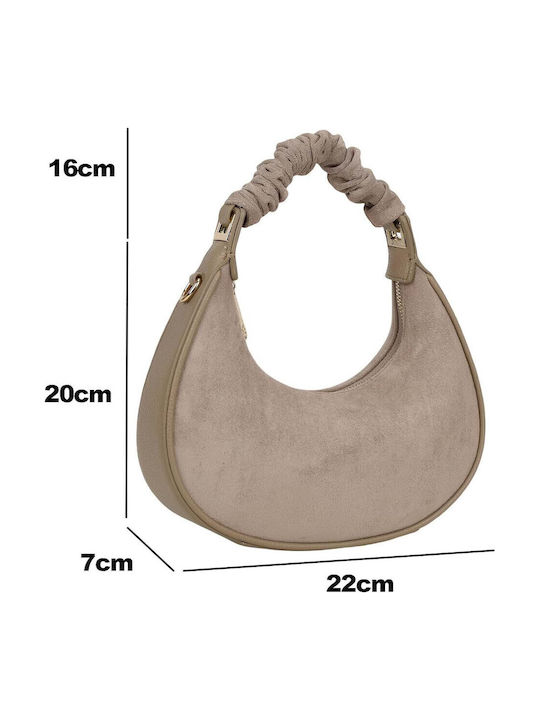Gallantry Geantă Damă Hobo Mâner Plisat Elegant Curea de Umar Taupe