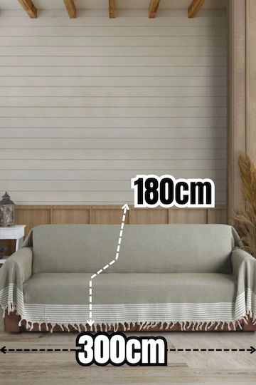 SteweHome Ριχτάρι Τριθέσιου Καναπέ 180x300εκ. Χακί