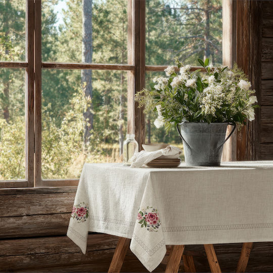 SteweHome Tischdecke mit Stickerei Ecru 150x220cm