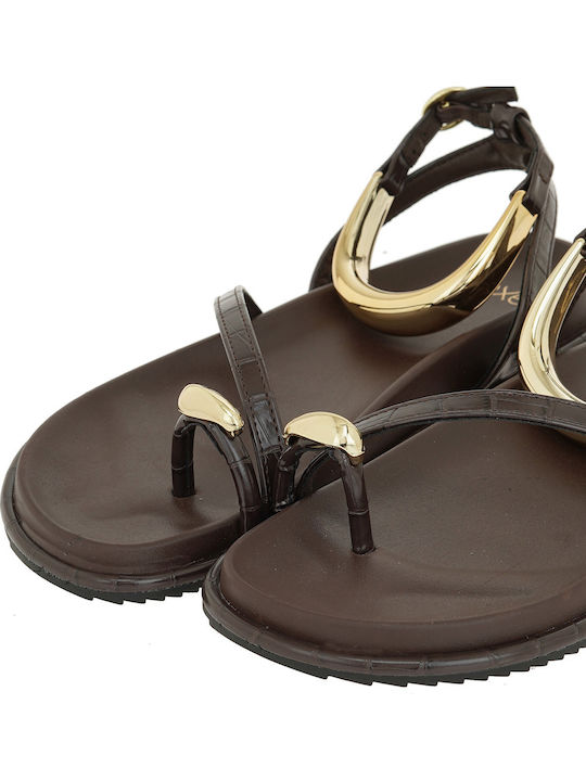 Damen Flache Sandalen Braun