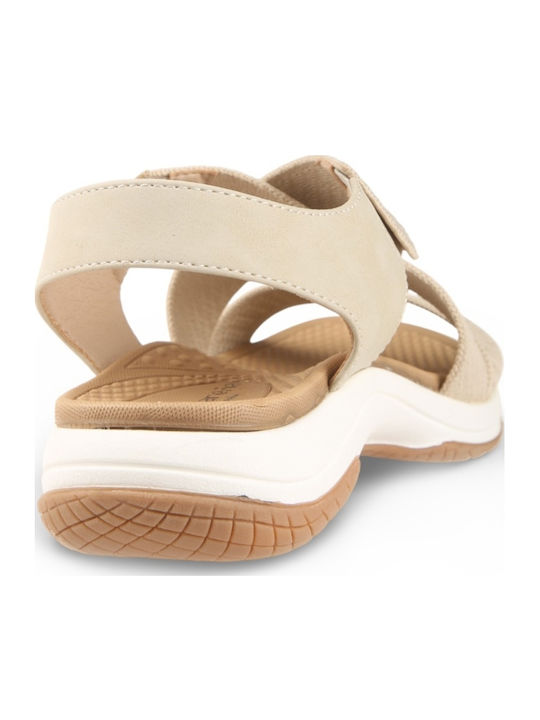 Damen Flache Sandalen Beige