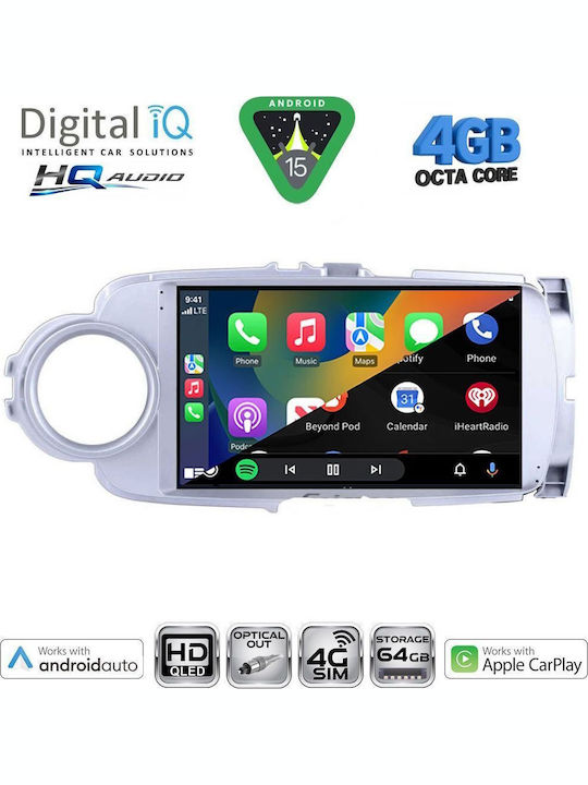 Digital IQ Car Audio System for Toyota Yaris 2011-2015 (Bluetooth/USB/WiFi/GPS/Apple CarPlay/Android Auto) with 9" Touch Screen