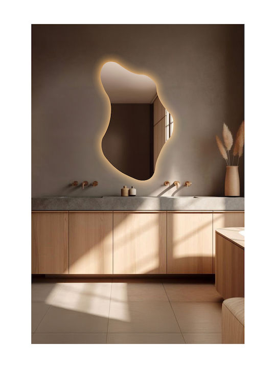SteweHome Oglindă de Baie cu Lumini LED 45x75cm Galben