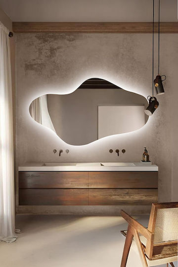 SteweHome Ασύμμετρος Καθρέπτης Μπάνιου Led 30x60cm Λευκός