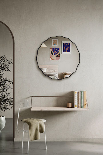 SteweHome SteweHome Asymmetrischer Badezimmerspiegel aus Massivholz 70x70cm Grau