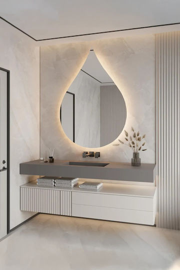 SteweHome STE-021127-V42232-129596 Καθρέπτης Led από MDF 80x50cm Κίτρινο