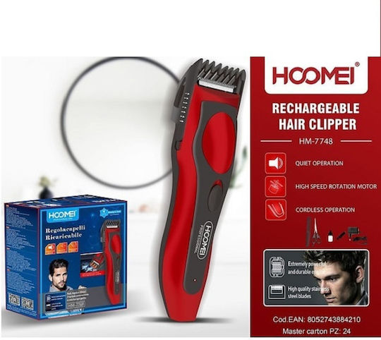 Hoomei Wiederaufladbar Haarschneidemaschine Rot HM-7748
