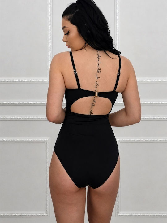 Ein Stück Badeanzug Push-Up Tierdruck Schwarz Aztek