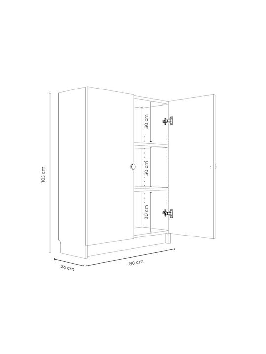 Βιβλιοθήκη Καφέ 80x28x105εκ.