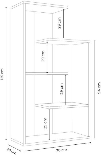 Multicolour Bookcase 70x29x125cm