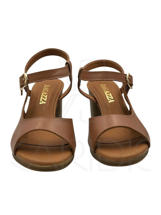 Damen Sandalen Mit Leder Tabac Braun