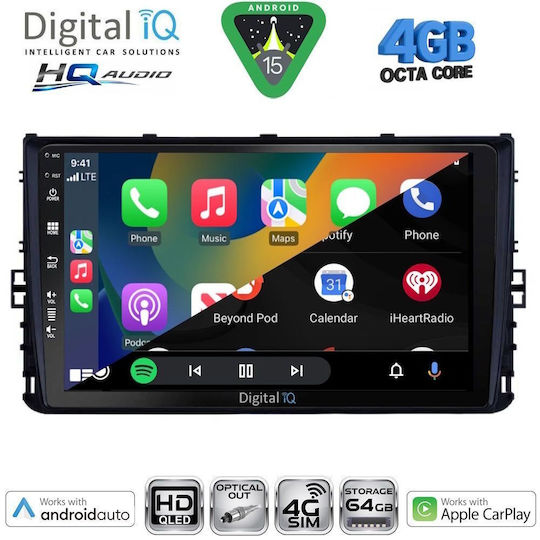 Digital IQ Ηχοσύστημα Αυτοκινήτου για Volkswagen Polo / T-Roc / T-Cross 2017 (Bluetooth/USB/WiFi/GPS/Apple-Carplay/Android-Auto) με Οθόνη Αφής 9"