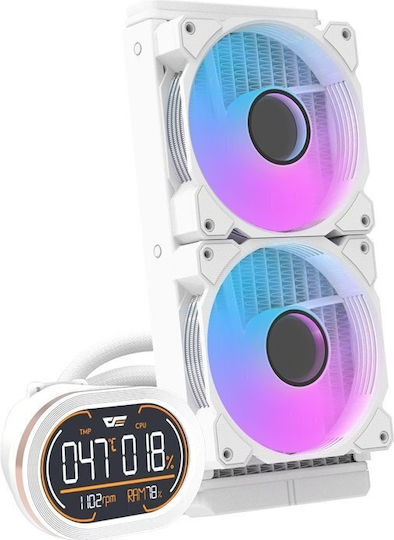 Darkflash DH240D v2 AIO CPU Liquid Cooling with 2x 120mm Fans and ARGB Lighting White