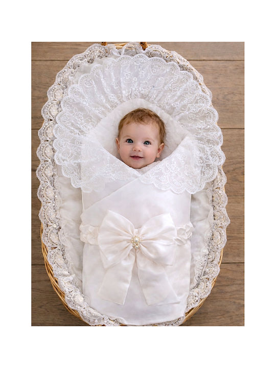 SteweHome Nursery Swaddling Cotton Ecru Blanket 85x85cm
