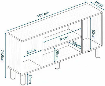 Μπουφές Ξύλινος Λευκό Δρυς 160x40x74.6cm