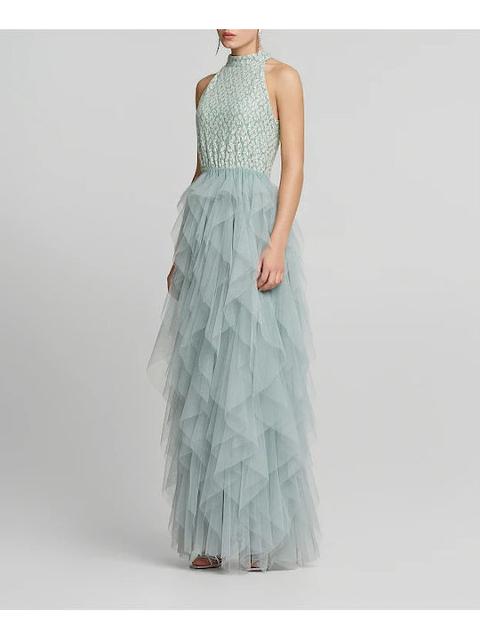 Maxi Dress for Wedding Christening with Lace Mint