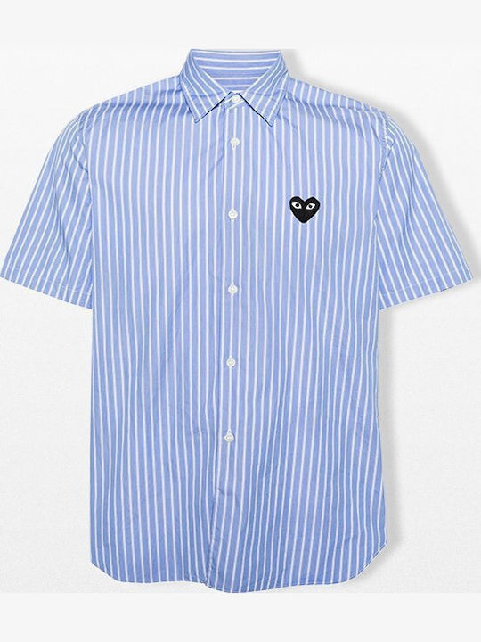 Short Sleeve Striped Blue Shirt