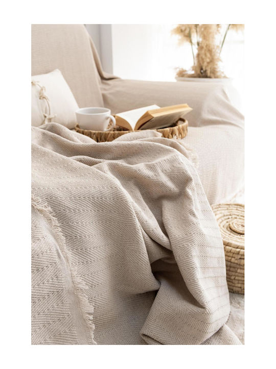 SteweHome Three-Seater Sofa Throw 180x315cm Beige