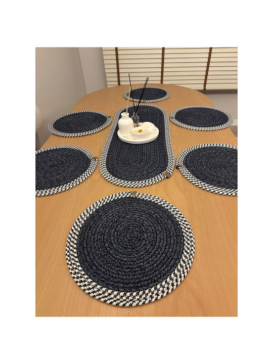 SteweHome Wicker Blue Placemats 80x30cm 6 Pieces