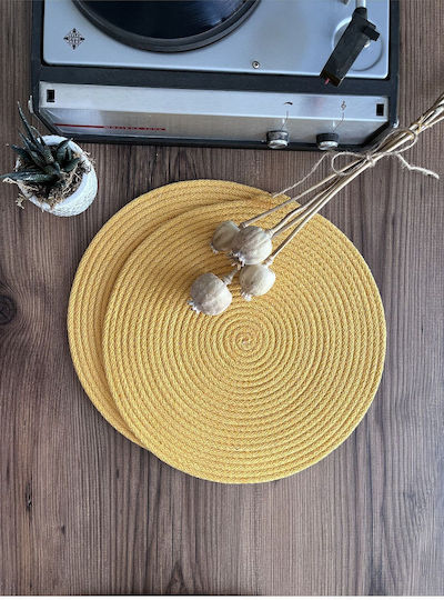 SteweHome Fabric Yellow Placemats 33x33cm 2 Pieces