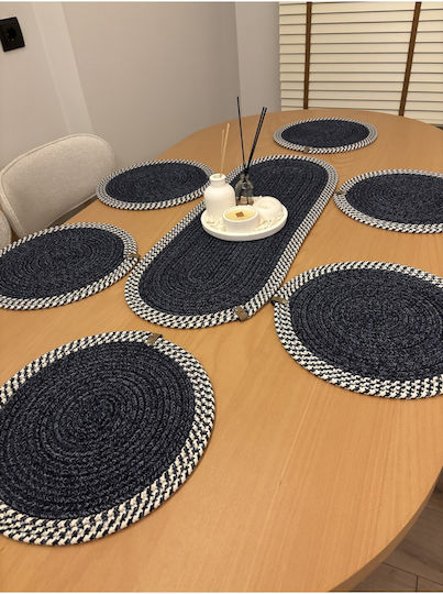 SteweHome Wicker Blue Placemats 80x30cm 6 Pieces