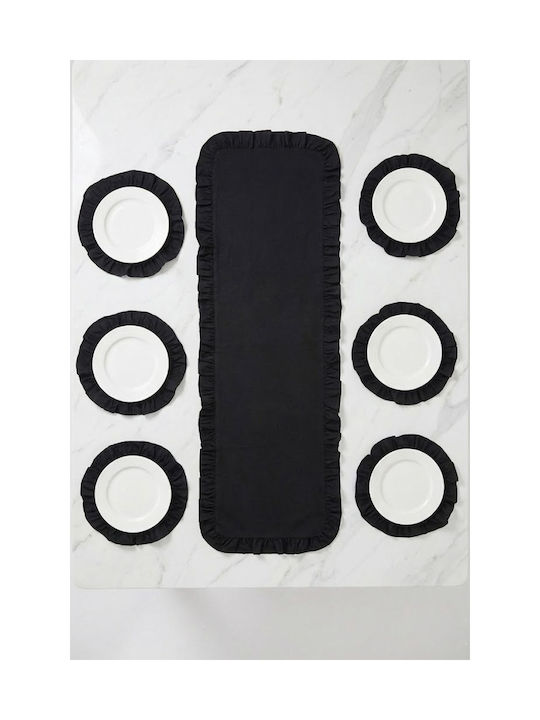 SteweHome Seturi De Masă Negru 120x40cm 7 Bucăți