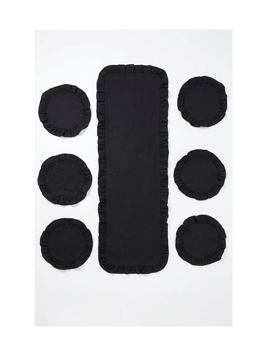 SteweHome Seturi De Masă Negru 120x40cm 7 Bucăți