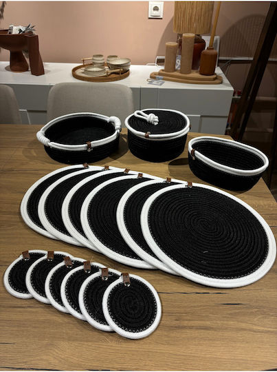 SteweHome Black Wicker Placemats 33x33cm 15 Pieces