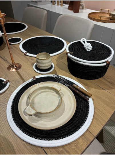 SteweHome Black Wicker Placemats 33x33cm 15 Pieces