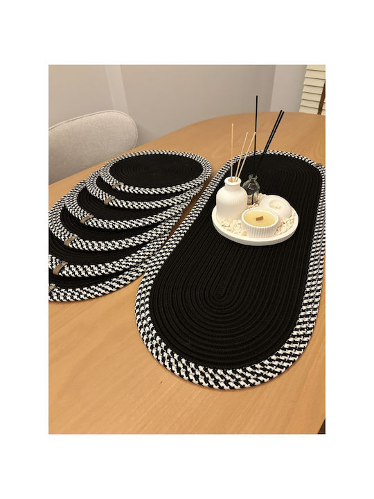 SteweHome Σουπλά Ψάθινο Μαύρο 80x30cm 6τμχ SteweHome Σουπλά Ψάθινο Μαύρο 80x30cm 6τμχ