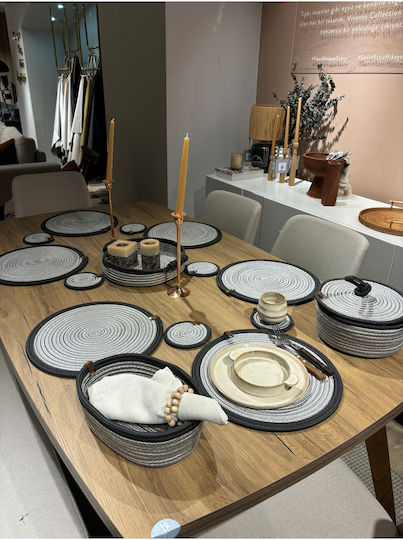 SteweHome Round Wicker Gray Placemats 33cm 15 Pieces