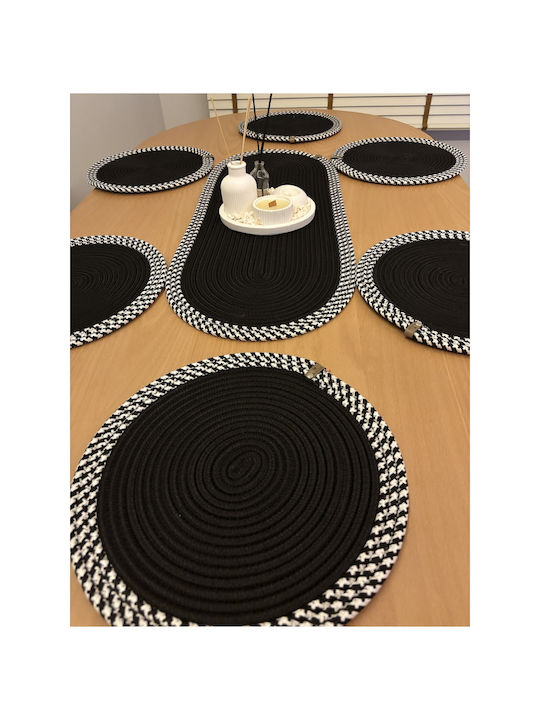 SteweHome Wicker Black Placemats 80x30cm 6 Pieces