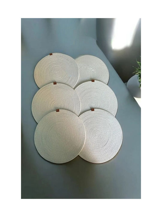 SteweHome Σουπλά Στρογγυλό Ψάθινο Μπεζ 32cm 6τμχ