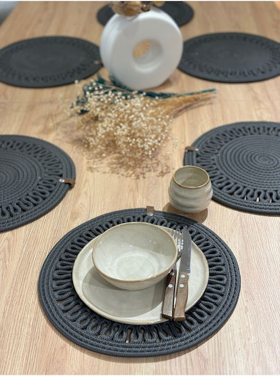SteweHome Tischsets Rund Korbweide Graue 33cm 6 Stück