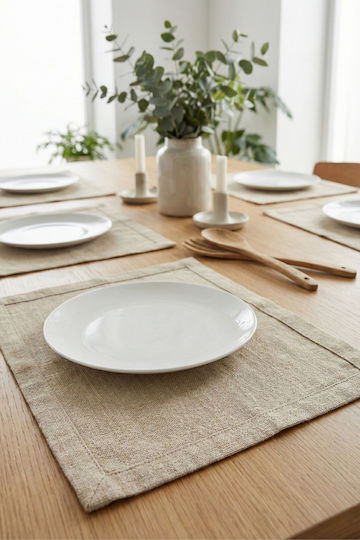 SteweHome Fabric Beige Placemats 45x35cm 6 Pieces