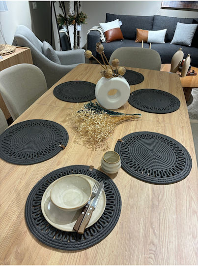SteweHome Tischsets Rund Korbweide Graue 33cm 6 Stück