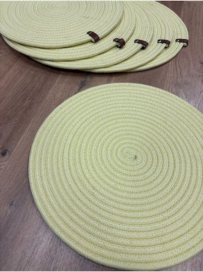 SteweHome Round Wicker Yellow Placemats 33cm 6 Pieces