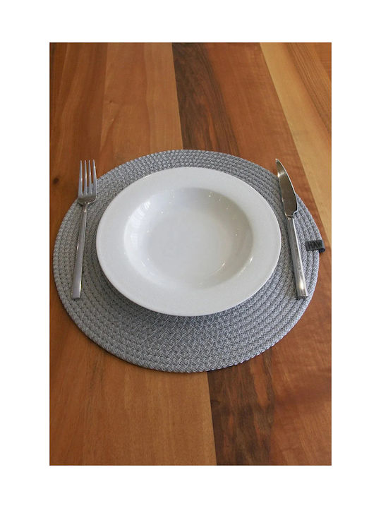 SteweHome Round Fabric Gray Placemats 32cm 6 Pieces