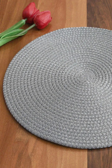 SteweHome Tischsets Rund Stoff Grau 32cm 6 Stück