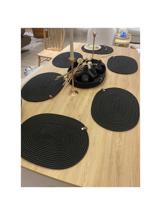 SteweHome Tischsets Korbweide Schwarz 40x30cm 7 Stück