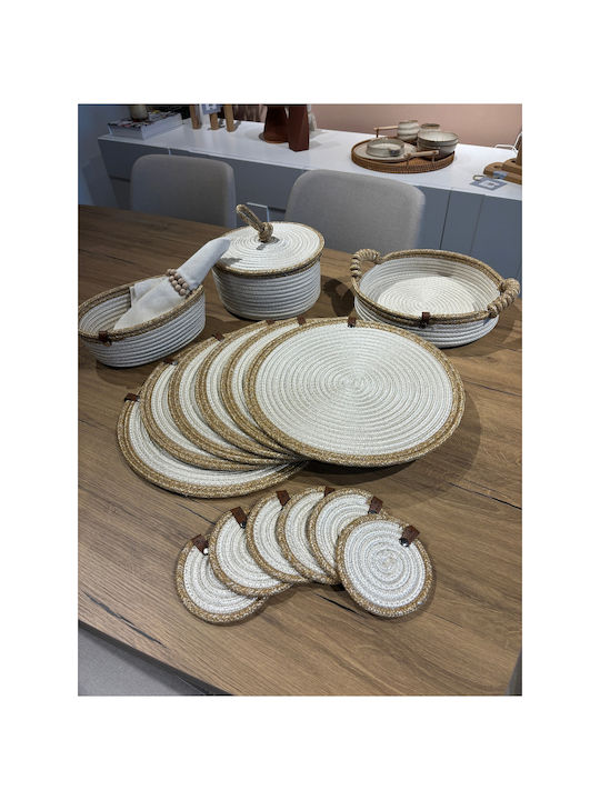 SteweHome Wicker Beige Placemats 33x33cm 15 Pieces