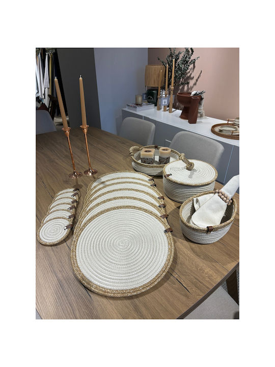 SteweHome Wicker Beige Placemats 33x33cm 15 Pieces