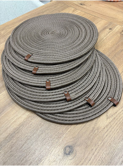 SteweHome Round Wicker Beige Placemats 33cm 6 Pieces