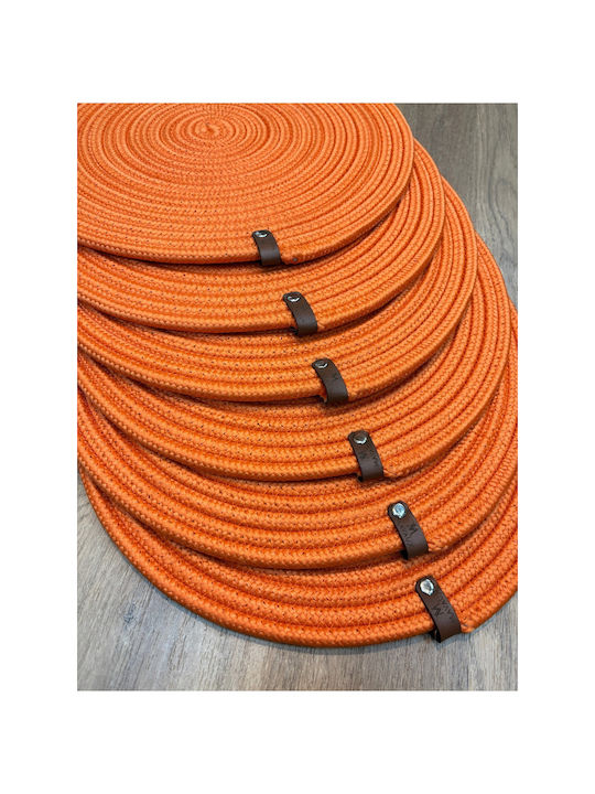 SteweHome Round Wicker Orange Placemats 33cm 6 Pieces