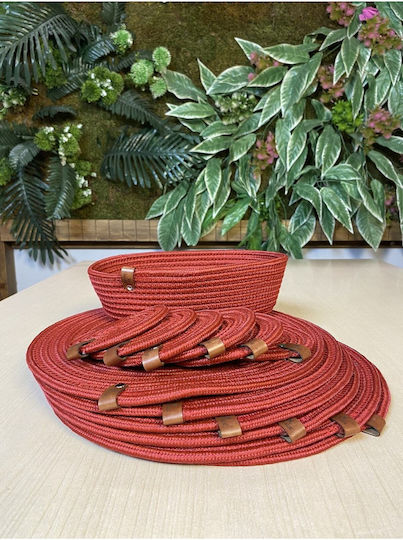 SteweHome Red Wicker Placemats 33x33cm 13 Pieces