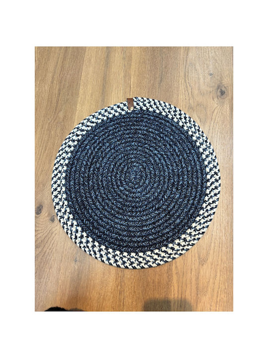 SteweHome Σουπλά Στρογγυλό Ψάθινο Μπλε 33cm 6τμχ