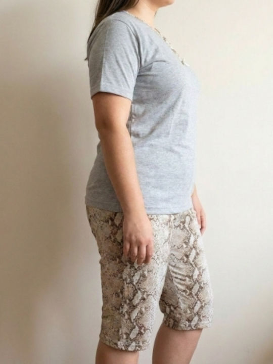 Asel Set De Pijamale Dama Pentru Vară Gri