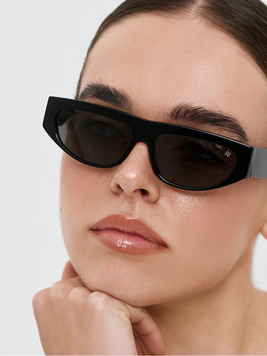 AV Sunglasses Juno Unisex Γυαλιά Ηλίου με Μαύρο Κοκκάλινο Σκελετό και Μαύρο Φακό